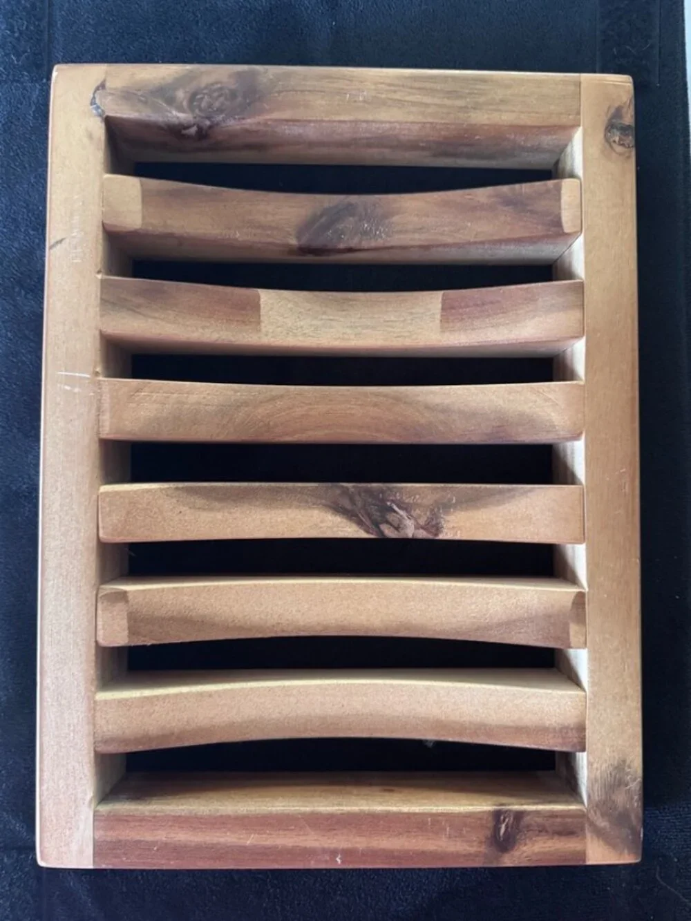 Handcrafted Natural Wood Slatted Shower or Sink Trays – Set of 2, NWT